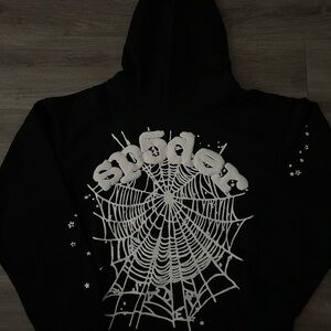 Black Hoodie with Spider Web Design